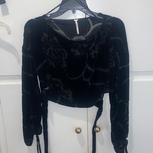 FREE PEOPLE long sleeve mesh velvet tie long sleeve